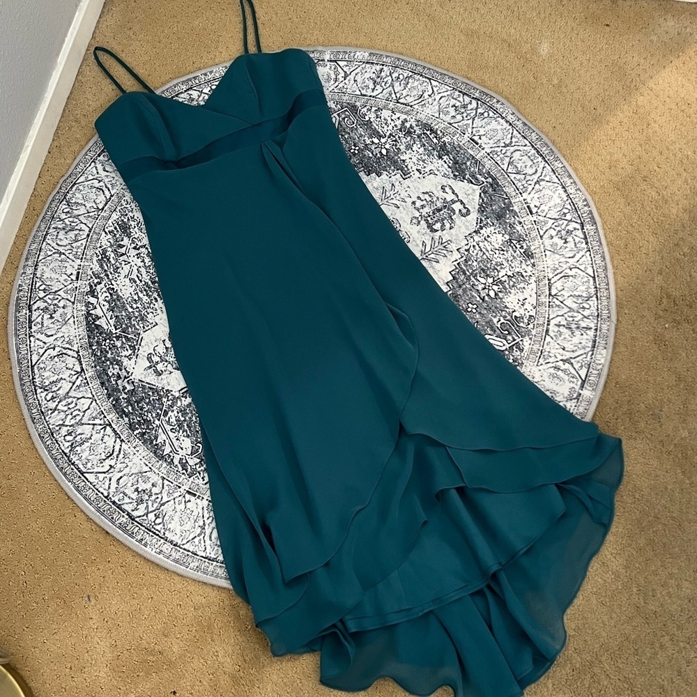 Alfred Angelo Teal Green Chiffon Midi Dress - Size 8 - Picture 3 of 4